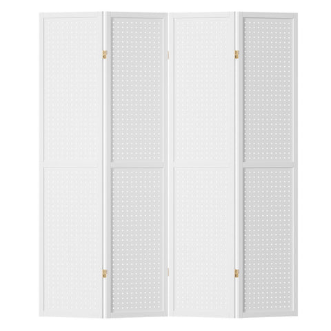 Screens & Room Dividers Artiss 4 Panel Room Divider Screen 164X170cm Pegboard White