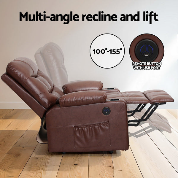 Electric Massage Chairs Artiss Recliner Chair Lift Assist Heated Massage Leather Claude