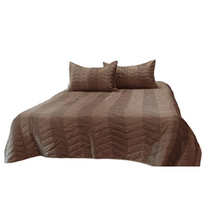 Queen Doonas Rapee Faux Silk Coverlet Set Zig Zag Brown Queen