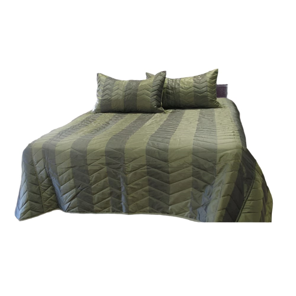 Queen Doonas Rapee Faux Silk Coverlet Set Zig Zag Sage Queen