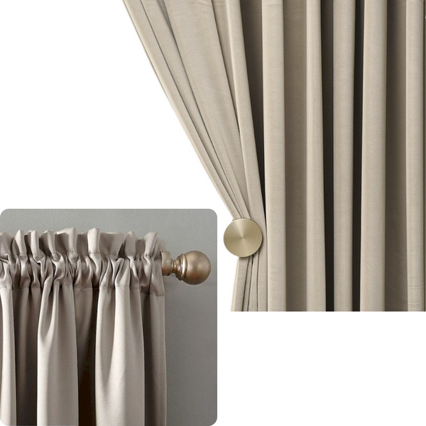 Curtains & Drapes 150Cm Beige High Quality Modern Velvet Blackout Curtains For Living Room Bedroom Dining