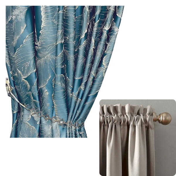 Curtains & Drapes Curtain Green 100 Centimetre X 250 3D Leaves Luxury Blackout