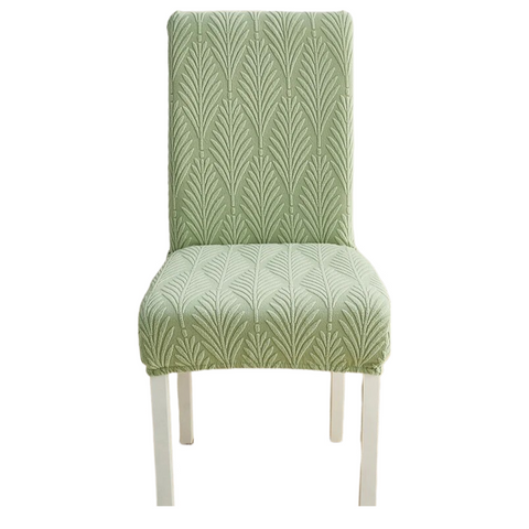 Slipcovers Chair Cover Light Green Leaf Lines Design Elastic Material For Dining Room