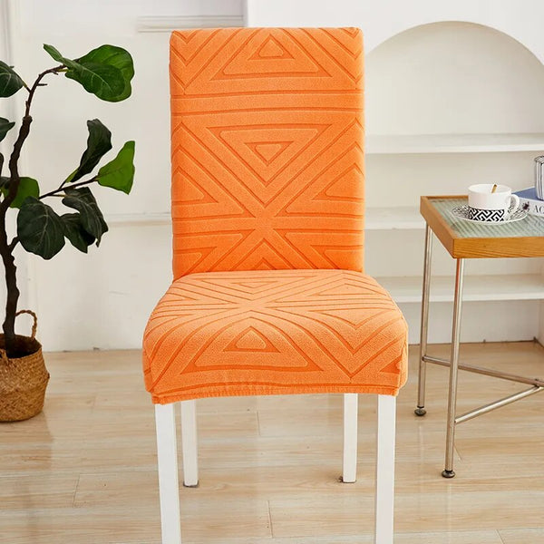 Slipcovers Chair Cover Orange Triangular Design Elastic Material For Dining Room