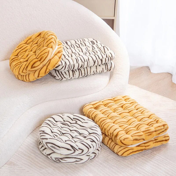 Cushions & Decorative Pillows Plush Pillow White Tiger Square Double Biscuit Shape Stuffed Soft Cushion