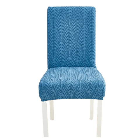 Slipcovers Chair Cover Blue Series Leaf Lines Design Elastic Material For Dining Room