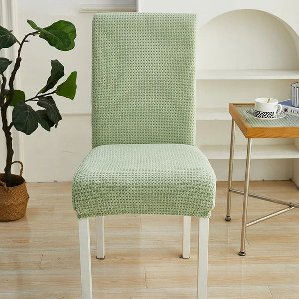 Slipcovers Chair Cover Light Green Micro Knitted Design Elastic Material For Dining Room