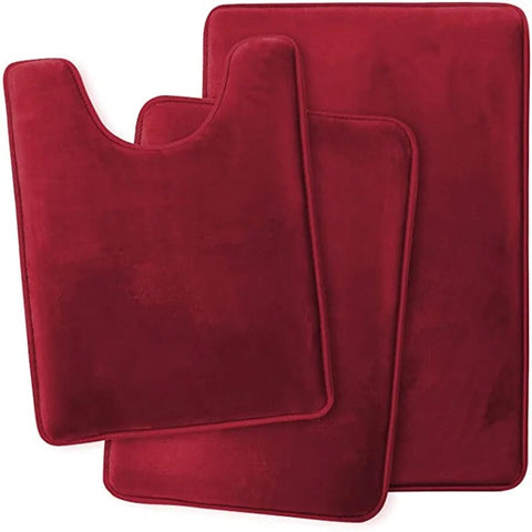 Bath Mats, Rugs & Toilet Covers Bath Mat Wine Red Non Slip Rug Set Bathroom Absorbent Washable Carpet Accessories