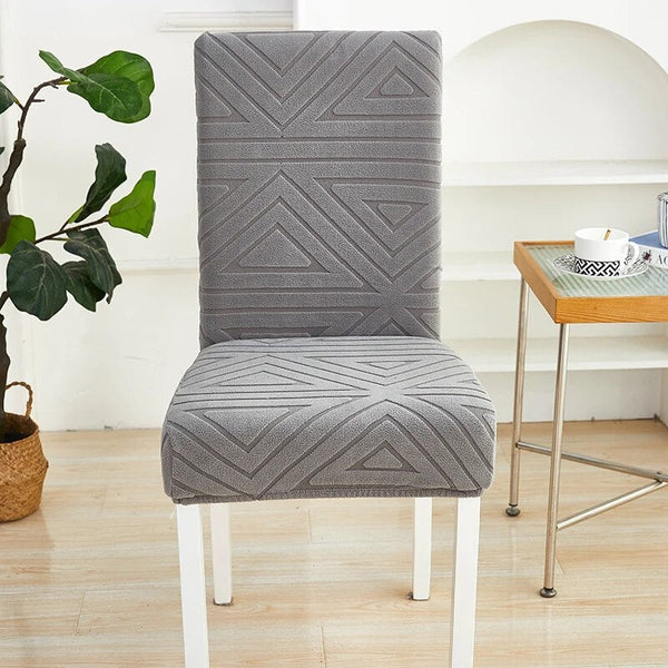 Slipcovers Chair Cover Dark Grey Triangular Design Elastic Material For Dining Room