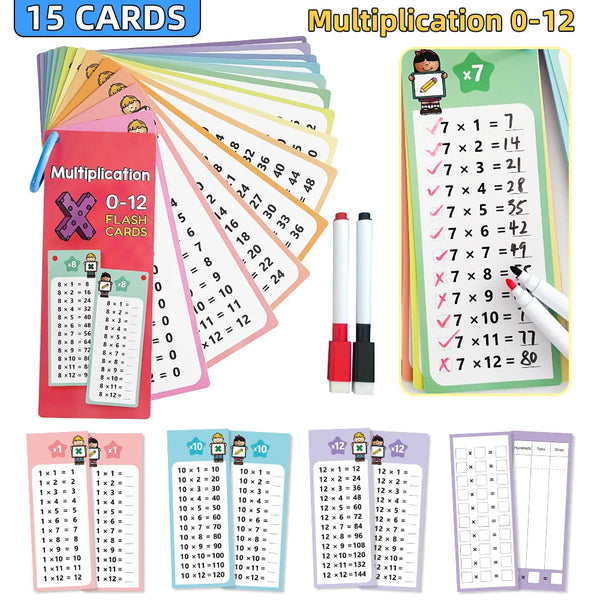 Educational Toys 0 12 Times Table Cards, Multiplication Charts, Self Check Math Learning Tool, Montessori Mathematical Training, Teaching Aids