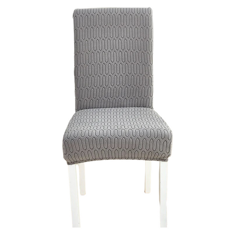 Slipcovers Chair Cover Dark Grey Wavey Lines Design Elastic Material For Dining Room