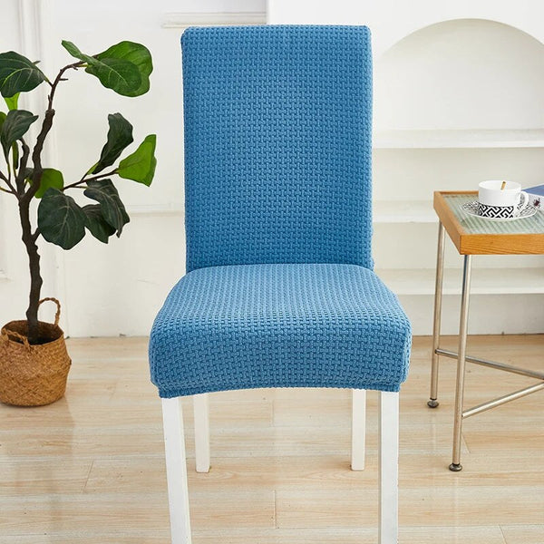 Slipcovers Chair Cover Blue Micro Knitted Design Elastic Material For Dining Room Kitchen