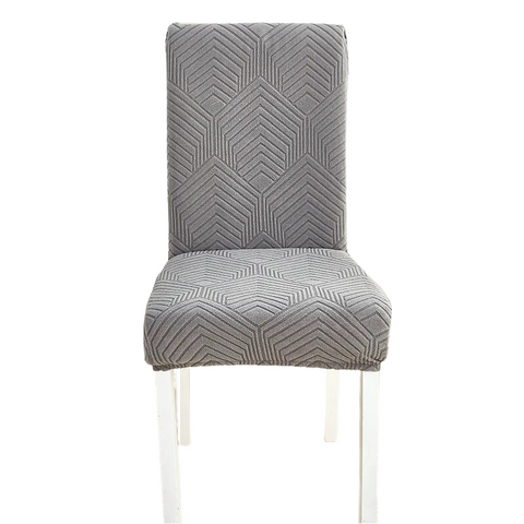 Chair Covers Chair Cover Dark Grey Geometric Lines Design Elastic Material For Dining Room