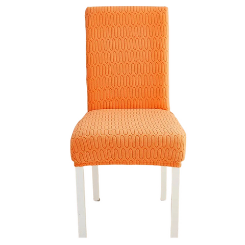 Slipcovers Chair Cover Orange Wavey Lines Design Elastic Material For Dining Room