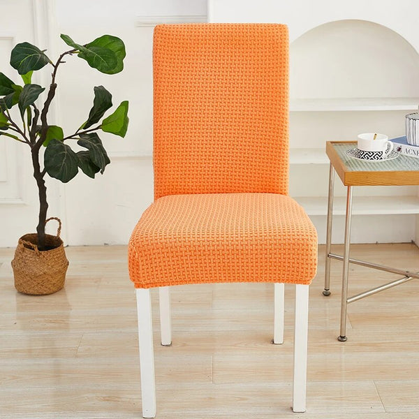 Slipcovers Chair Cover Orange Micro Knitted Design Elastic Material For Dining Room