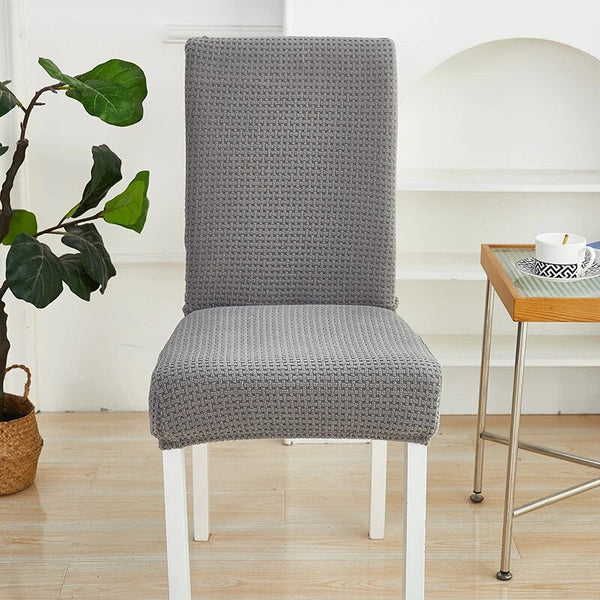 Slipcovers Dark Grey Micro Knitted Chair Cover For Dining Room Kitchen Wedding Hotel Banquet