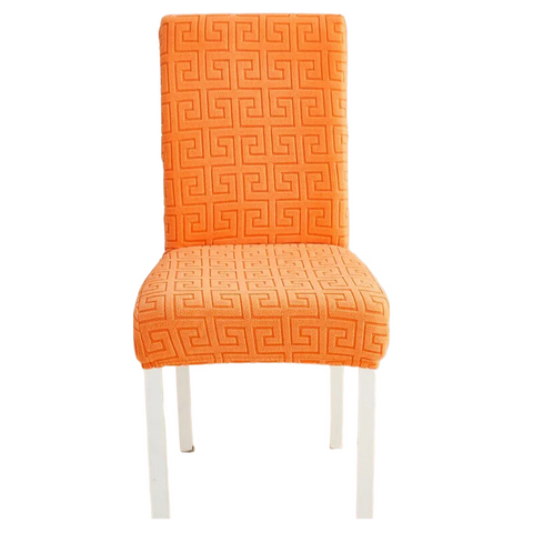 Slipcovers Chair Cover Orange Square Geometric Style Elastic Material For Dining Room