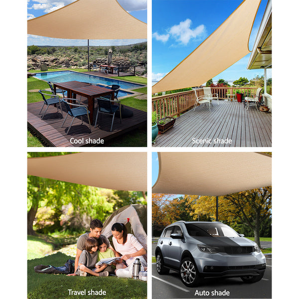 Shade Sails Instahut Shade Sail 3X4m Rectangle 280Gsm 98% Sand Cloth