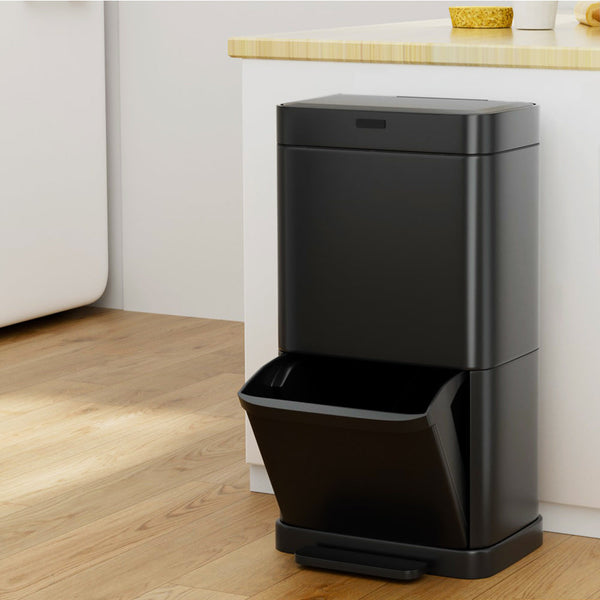 Rubbish Bins Devanti 70L Motion Sensor Bin Pedal Bins Automatic Black