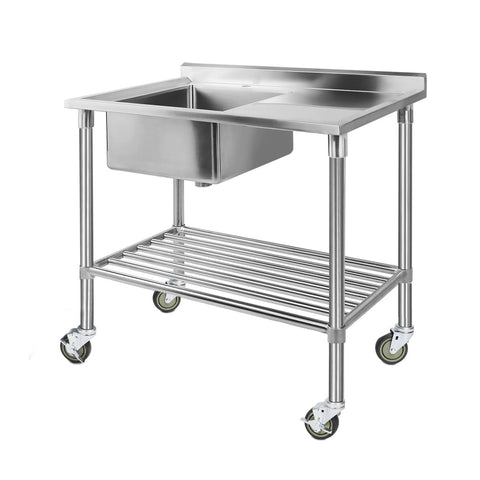 Kitchen Sinks Cefito Stainless Steel Sink Bench Kitchen Work Benches Bowl Wheels 304