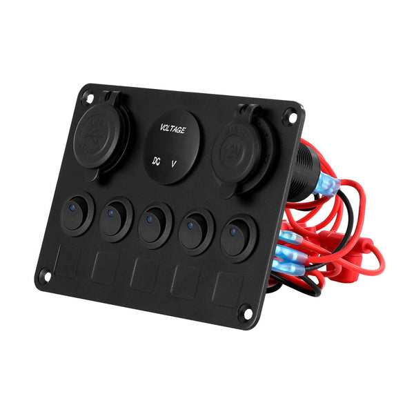 Switches & Controls Giantz 5 Gang 12V Switch Panel For Car Boat Marine Usb On Off Led Rocker Toggle