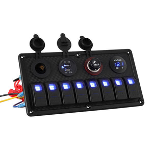 Switches & Controls Giantz 8 Gang 12V Switch Panel For Car Boat Marine Usb On Off Led Rocker Toggle