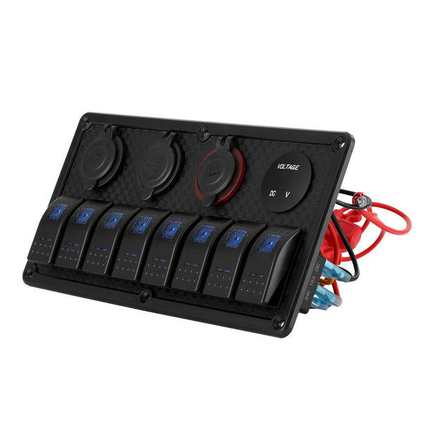 Switches & Controls Giantz 8 Gang 12V Switch Panel For Car Boat Marine Usb On Off Led Rocker Toggle