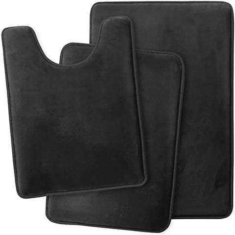 Bath Mats, Rugs & Toilet Covers Black Non Slip Bath Mat Set Absorbent Washable Carpet Bathroom Accessories