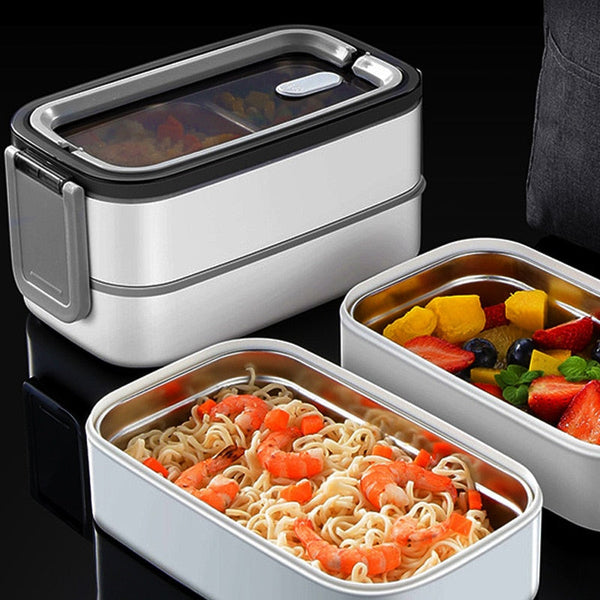 Lunchboxes Stainless Steel Insulated Lunch Box Double Deck Compartment For Kitchen Storage