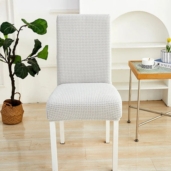 Slipcovers Chair Cover Light Grey Micro Knitted Design Elastic Material For Dining Room Kitchen