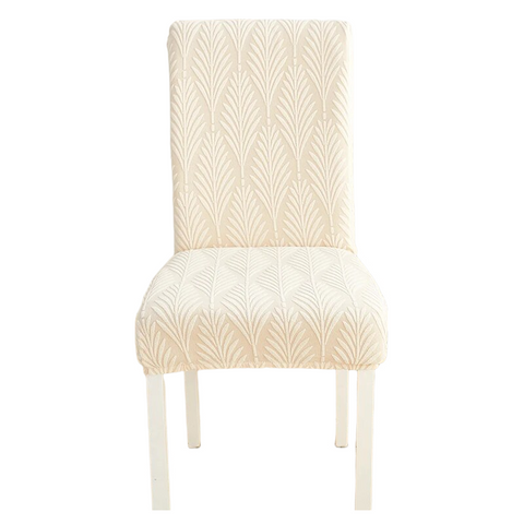 Slipcovers Chair Cover Beige Series Leaf Lines Design Elastic Material For Dining Room Kitchen