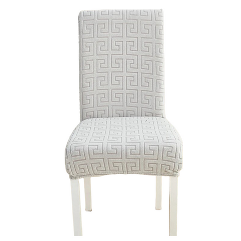 Slipcovers Chair Cover Light Grey Square Geometric Design Elastic Material For