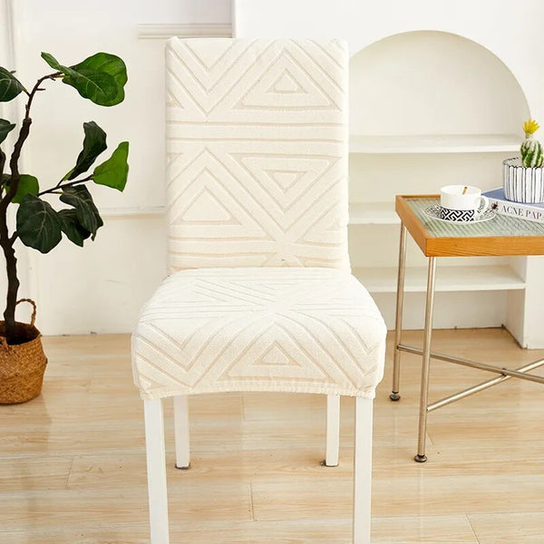 Slipcovers Beige Triangular Design Chair Cover With Elastic Material For Dining Room