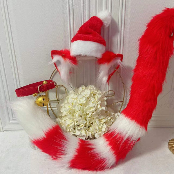 Unisex Costumes 31.5 Inch Christmas Fox Tail Ears Collar Cosplay Animal Costume Unisex