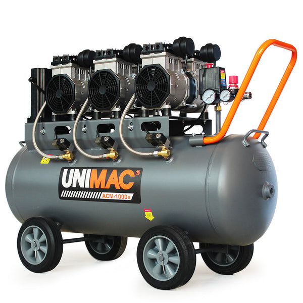 Air Compressors Unimac 100L 4.5Hp Silent Oil Free Air Compressor With Twin Nitto Outlets 15A Plug