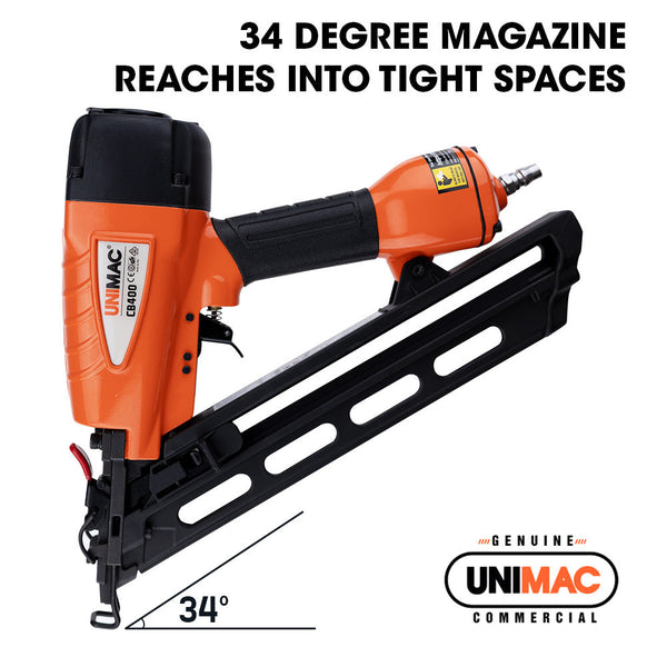 Nail & Staple Guns Unimac Cb400 32 64Mm 34 Deg 15Ga Finishing Nail Gun Heavy Duty Air Nailer