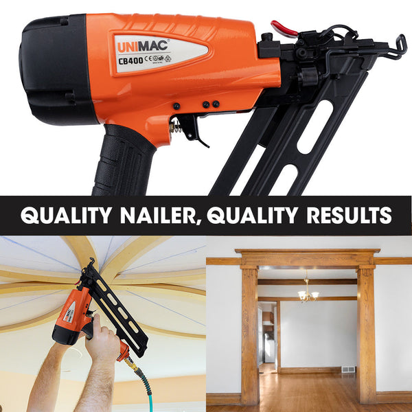 Nail & Staple Guns Unimac Cb400 32 64Mm 34 Deg 15Ga Finishing Nail Gun Heavy Duty Air Nailer