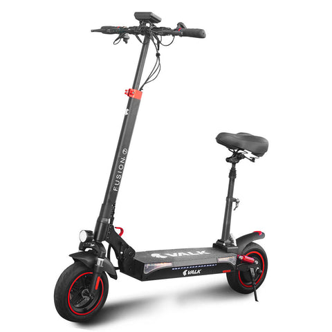 Electric Scooters Valk Fusion 7 Electric Scooter With Seat Option 800W 48V 13Ah Lithium 50Km Range Quad Shocks 10 Inch Tyres