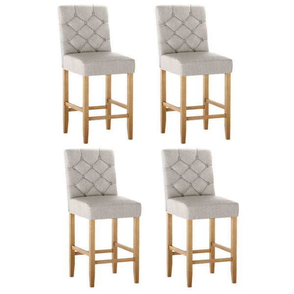 Benches Bar Stools Artiss 4X Bar Stools Linen Upholstered Chairs