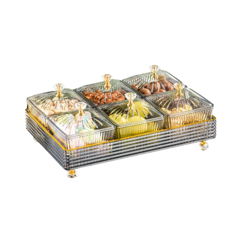 Trays Food Container With Tray Gray Fruit Plate 6 Grids Nordic Plastic Style For Kitchen Dining