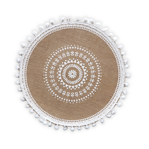 Placemats Bohemian Round Woven | Set Of 5 With Fringe Design