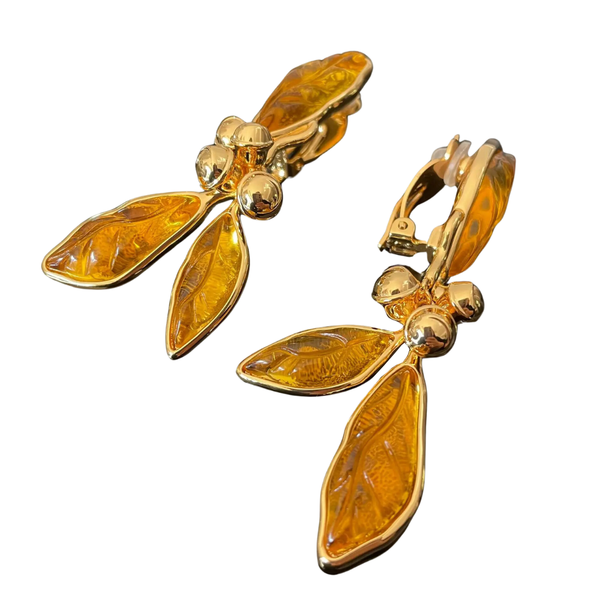 Earrings Retro Style Leaf Tassel Ear Clip Without Hole For Elegant Look