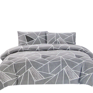 Quilt Covers Artex Bentley Grey Quilt Cover Set Geometric Pattern Reversible Printed Microfiber Polyester