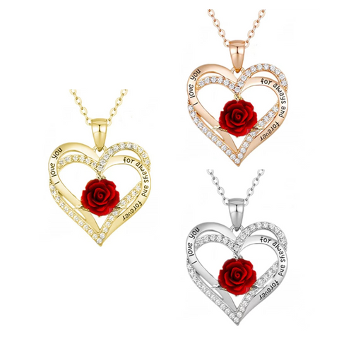 Necklaces & Pendants Er Heart Shaped Pendant With Roses European American Necklace