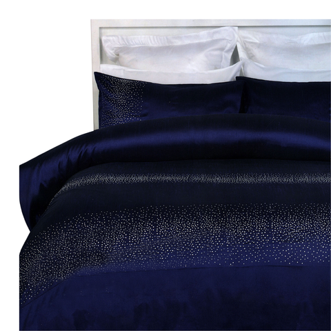 Quilt Covers Diamante Quilt Cover Set Navy Single