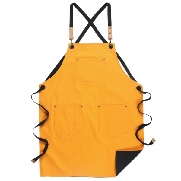 Aprons Kitchen Apron Black Yellow Solid Cooking For Men And Women Chef Waiter