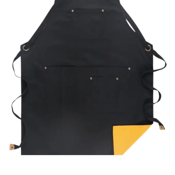 Aprons Kitchen Apron Black Yellow Solid Cooking For Men And Women Chef Waiter