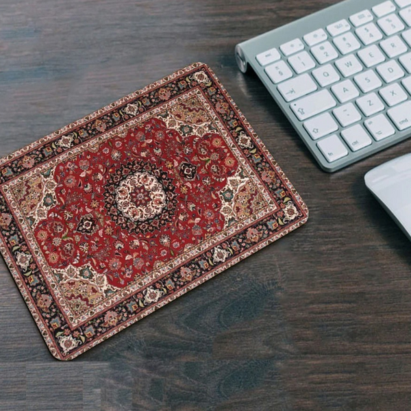 Desk Mats Mouse Pad Yellow Red 22X18cm Persian Tribal Carpet Non Slip Mat For Desk Use