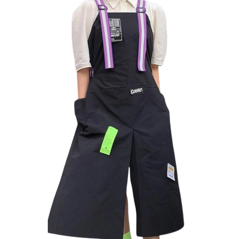 Aprons Kitchen Apron Black With Purple Waterproof Oil Resistant Adjustable Bibs For Professionals