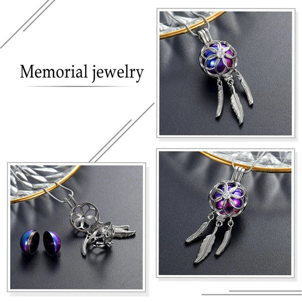 Necklaces & Pendants Urn Cremation Pendant Dreamcatcher Blossom Cage Locket Ash Holder Necklace